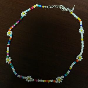 Colorful Beaded Flower Necklace